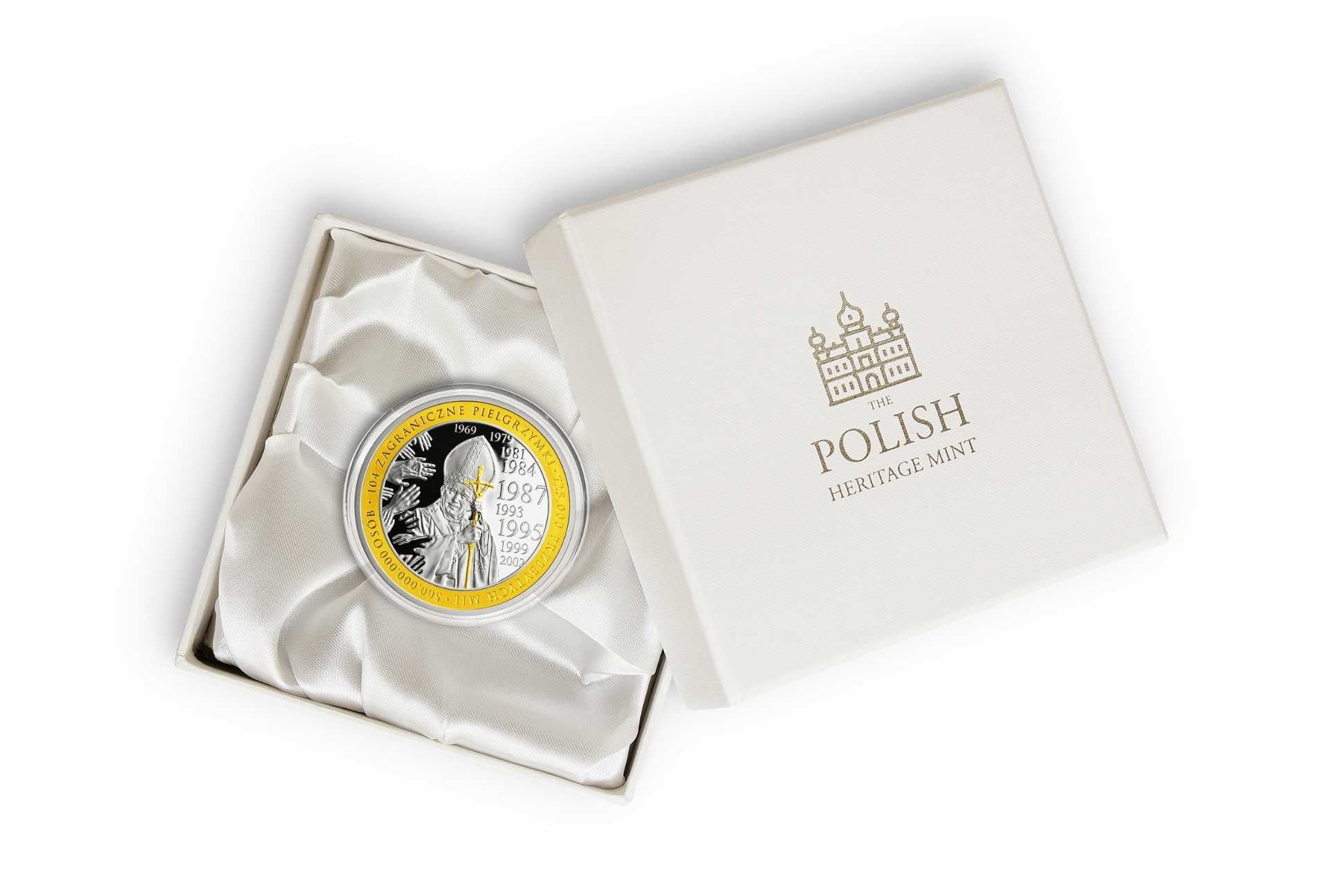 Collector’s Box John Paul II 100 Year Anniversary Commemorative Szkatulka kolekcjonerska 100 lecie Jana Pawla II Medal  1 oz Pure Silver  999 1 uncja srebro Ag 999
